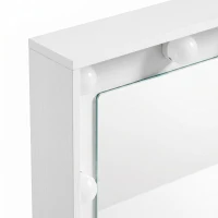 HOMCOM Vanity Desk with 10 Dimmable LED Lights, Mirror Dressing Table with 7 Drawers and Charging Station, White(m-12)