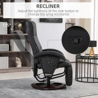 HOMCOM Swivel Recliner Chair with Footrest and Armrest, Black(m-4)