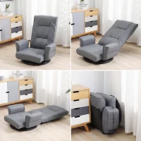 360 Degree Swivel Floor Chairs for Adults, Faux Leather Gaming Floor Chair with Back Support, 14 Angles Adjustable Comfortable Floor Lounge Chair Folding Video Game Chairs Office Bedroom(m-7)