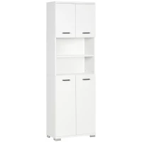 kleankin Bathroom Cabinet, Freestanding Linen Cabinet with Open Shelves and Cupboards, 23.6"x13.2"x72", White(m-2)