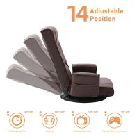 360 Degree Swivel Floor Chairs for Adults, Faux Leather Gaming Floor Chair with Back Support, 14 Angles Adjustable Comfortable Floor Lounge Chair Folding Video Game Chairs Office Bedroom(m-5)