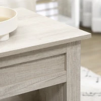 HOMCOM Lift Top Coffee Table with Hidden Storage Compartment and Open Shelves, Lift Tabletop Pop-Up Center Table for Living Room, Oak Effect(m-10)