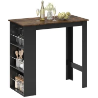HOMCOM Modern Bar Table, Counter Height Dining Table with 3 Storage Shelves for Kitchen, Dining Room, Living Room, Rustic Brown(m-9)