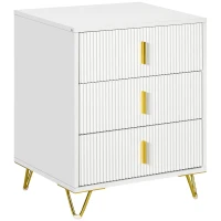 HOMCOM Drawer Chest, 3-Drawer Storage Cabinet Unit with Metal Legs for Living Room, 19.7"x15.7"x24.8", White(m-11)