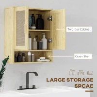 HOMCOM Over the Toilet Bathroom Cabinet, Bathroom Wall Cabinet with 2 Doors and Adjustable Shelf, Distressed Oak(m-5)