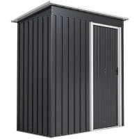 Outsunny 5 x 3 FT Outdoor Storage Shed with Sliding Door and Sloped Roof, Steel Frame Garden Shed Tool Equipment, Black(m-9)