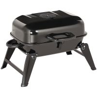 Outsunny 14" Portable Grill, Small Charcoal Grill for Outdoor Cooking, BBQ, Camping, Enamel Coated, Folding Legs, Black