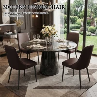 Modern Dining Chairs Set of 1, Upholstered Dining Room Chairs with Thick Cushions, Mid Century Modern Kitchen Chairs with Metal Legs for Kitchen/Living Room/Restaurant (1, Brown)(m-9)