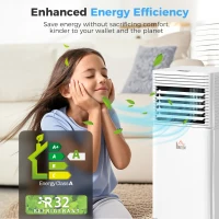 HOMCOM 10000 BTU Mobile Air Conditioner for Cooling and Dehumidifying, Remote Control, 24H Timer, LED Display, White(m-5)