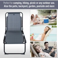 Outsunny Set of 2 Folding Chaise Lounge Chairs, Outdoor Sun Tanning Chairs with Reclining Back, Gray(m-8)