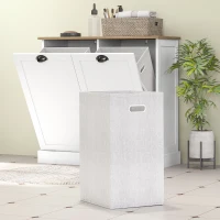 HOMCOM Dual Tilt out Laundry Hamper Cabinet with 2 Removable Basket, Modern Bathroom Storage Cabinet with Shaker Doors and Handles, White(m-7)