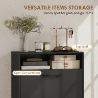 HOMCOM Shoe Cabinet 2 Flip Drawers Adjustable Dividers Shoe Storage Cabinet Top Shelf Entryway Black(m-6)