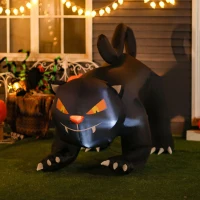 HOMCOM 4Ft Tall Halloween Inflatable Black Cat Airblown Outdoor Yard Decoration Holiday Garden Decor(m-1)