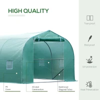 Outsunny 26' x 10' x 7' Walk-In Greenhouse Tunnel, Large Gardening Plant Hot House with 12 Windows and Zipper Doors for Backyard, Green(m-4)