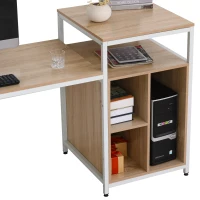 HOMCOM 68 Inch Office Table Computer Desk Workstation Bookshelf with CPU Stand, Spacious Storage Shelves & Chic Modern Woodgrain Design, Oak Wood Grain(m-6)