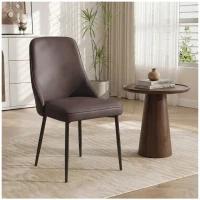 Modern Dining Chairs Set of 1, Upholstered Dining Room Chairs with Thick Cushions, Mid Century Modern Kitchen Chairs with Metal Legs for Kitchen/Living Room/Restaurant (1, Brown)(m-1)