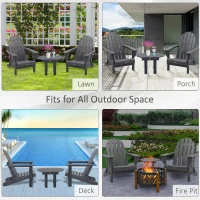 Outsunny 3 Piece Adirondack Chair Set of 2, HDPE Folding Fire Pit Chairs and Patio Side Table, Outdoor Furniture with Slatted Seat, High Backrest, Armrests, Dark Gray(m-6)
