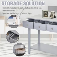 HOMCOM Console Table Industrial Desk with Drawer Bottom Shelf & Large Tabletop for Entryway or Living Room, Grey(m-4)