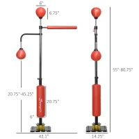 Soozier 4.6'-6.7' Speed Bag Boxing Bag Stand, Reflex Bag Boxing Training Equipment, Speed Punching Bag, Red(m-3)
