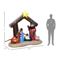HOMCOM 6' Christmas Inflatable Nativity Scene, Outdoor Blow-Up Yard Decoration with LED Lights Display(m-3)
