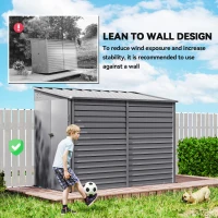 Outsunny 4.7' x 9' Outdoor Storage Shed, Lean to Metal Shed with Foundation Kit, Lockable Doors and Gloves for Patio, Lawn, Gray(m-6)