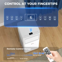 HOMCOM 10000 BTU Mobile Air Conditioner for Cooling and Dehumidifying, Remote Control, 24H Timer, LED Display, White(m-6)