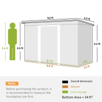 Outsunny 9' x 4' Metal Outdoor Storage Shed, Tool House with Double Lockable Doors for Backyard, Patio, Lawn, Garage, Dark Gray(m-3)