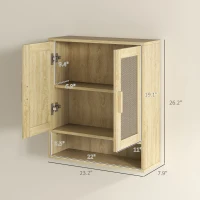 HOMCOM Over the Toilet Bathroom Cabinet, Bathroom Wall Cabinet with 2 Doors and Adjustable Shelf, Distressed Oak(m-3)