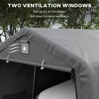 Outsunny Carport 12' x 20' Portable Garage, Heavy Duty Car Port Canopy with Ventilation Windows and Large Roll-up Door, Gray(m-7)