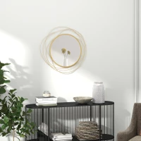 HOMCOM 25.6" Circle Mirror for Wall, Modern Metal Wall Art for Living Room, Bedroom and Dining Room, Gold(m-10)