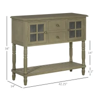 HOMCOM Vintage Console Table with 2 Drawers and Cabinets, Retro Sofa Table for Entryway, Living Room and Hallway, Light Grey(m-3)