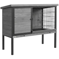 PawHut Elevated Rabbit Hutch Outdoor, Wooden Rabbit Cage Bunny House with Pull-out Tray and Openable Plastic Roof(m-1)