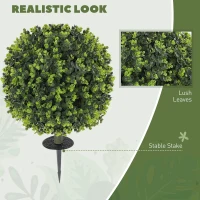 HOMCOM 2 Pack 1.3ft Artificial Ball Eucalyptus Topiary with Ground Stake, UV Resistant Faux Greenery for Indoor Outdoor(m-4)