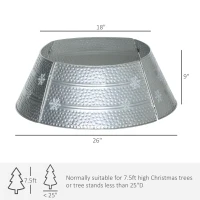 HOMCOM Christmas Tree Collar, Steel Tree Ring Skirt, Home Xmas Decoration for Christmas Tree, 26" x 26" x 9", Bright Silver(m-3)