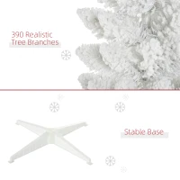 HOMCOM 6' Decorated Christmas Tree Snow Flocked Artificial Christmas Tree with Pencil Shape, Realistic Branches, White(m-7)