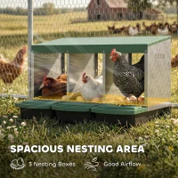 PawHut Chicken Nesting Boxes, 3 Compartment Metal Nesting Boxes for Chicken Coop, Egg Laying Boxes with Lid Cover(m-5)