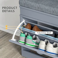 HOMCOM Modern Shoe Storage Bench, Entry Way Bench with Cushion, 2 Drawers, Storage Ottoman Bench, Holds 8 Pairs, Gray(m-5)
