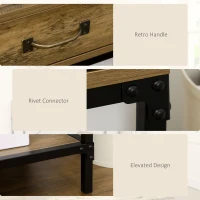 HOMCOM 39" Vintage Console Table, Narrow Entryway Table with Drawers, Storage Shelf for Behind Couch, Living Room, Hallway, Bedroom, Brown(m-6)