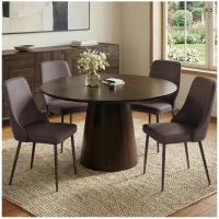 Modern Dining Chairs Set of 1, Upholstered Dining Room Chairs with Thick Cushions, Mid Century Modern Kitchen Chairs with Metal Legs for Kitchen/Living Room/Restaurant (1, Brown)(m-4)