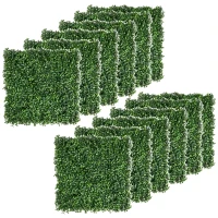 Outsunny 12 PCS Artificial Boxwood Panels Topiary Wall Greenery Backdrop, Privacy Hedge Screen 4 Layer Roll, Light Green(m-11)