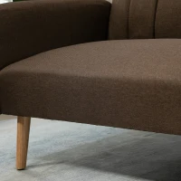 HOMCOM Two Seater Sofa Bed, Convertible Futon Couch Bed, Linen Upholstered Loveseat with Adjustable Backrest for Small Spaces, Living Room, Apartment, and Dorm, Brown(m-10)