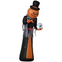 HOMCOM 12ft Halloween Inflatables Outdoor Decorations, Pumpkin Reaper with Skeleton Skull(m-1)