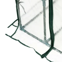Outsunny 56" x 29" x 77" Mini Greenhouse Walk-in Greenhouse Garden Hot House with 2-Tier Shelving, Roll-Up Door & Weather Cover(m-8)