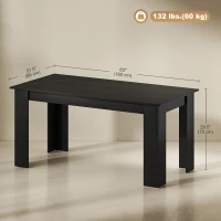 HOMCOM 63" Kitchen Table for 4-6 People, Dining Table with Wood Effect for Dining Room, Black(m-3)