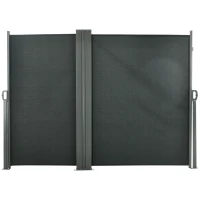 Outsunny Double Retractable Side Awning, 236" x 63" Outdoor Privacy Wall, Patio Screen for Garden, Balcony, Backyard, Grey(m-2)