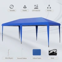 Outsunny 10' x 19.2' Outdoor Gazebo Pop Up Canopy Party Tent with Carrying Bag, Blue(m-6)