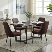 Modern Dining Chairs Set of 1, Upholstered Dining Room Chairs with Thick Cushions, Mid Century Modern Kitchen Chairs with Metal Legs for Kitchen/Living Room/Restaurant (1, Brown)(m-11)