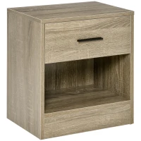 HOMCOM Modern Side Table with Drawer and Storage Shelf, End Table for Living Room, Gray Wood Grain(m-1)