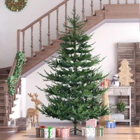 HOMCOM 7.5 Foot Artificial Christmas Tree, Nordic Pine Hinged Xmas Tree with 1218 Realistic Branches, Wide Steel Base, Auto Open, Green(m-10)