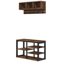 HOMCOM Hall Tree with Bench and Shoe Storage, 2-in-1 Entryway Storage Set with Shoe Bench and Coat Rack for Hallway(m-1)